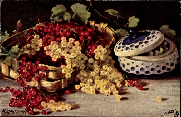 Artist Postcard Hildebrandt, Fritz, still life, currants