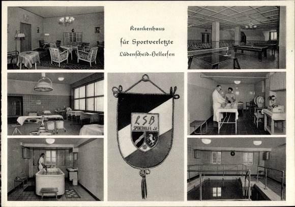 Postcard Hellersen Lüdenscheid in the Märkisches Kreis, hospital for sports injuries, LSB Sporthilfe eV.