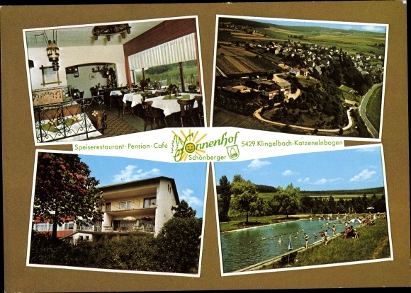 Postcard Klingelbach Katzenelnbogen in the Taunus, Inn Sonnenhof, outdoor pool, place
