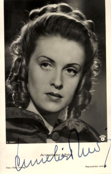 Postcard actress Anneliese Uhlig, portrait, autograph