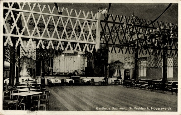 Postcard Weidau near Hoyerswerda Saxony, Gasthaus Buchwald, interior view