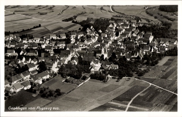 Postcard Gechingen in the Black Forest, aerial photograph