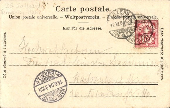 Postcard Canton of Lucerne, Lake Lucerne, Alps, steamer