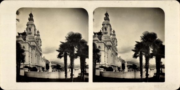 Stereo photo Monte Carlo Monaco, casino and terrace