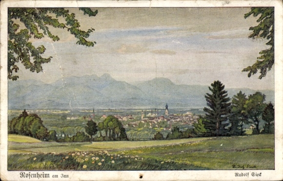Artist Postcard Sieck, Rudolf, Rosenheim Upper Bavaria, Panorama