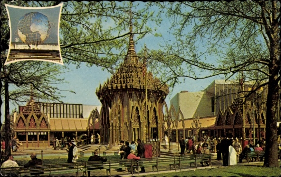 Postcard New York, World's Fair 1964, Thailand Pavilion, Peace through understanding