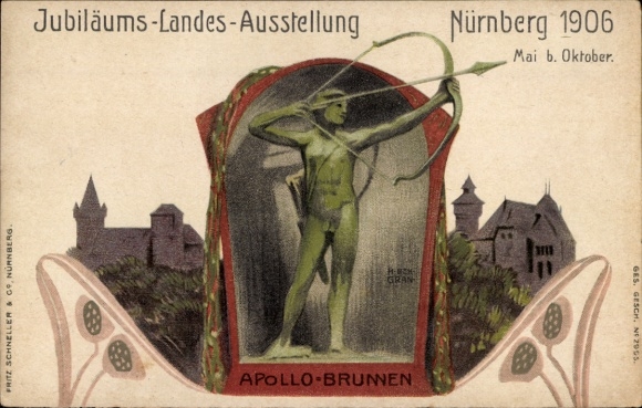Artist Chromo-Litho Behgran, H., Nuremberg in Middle Franconia Bavaria, Jubilee State Exhibition 1906