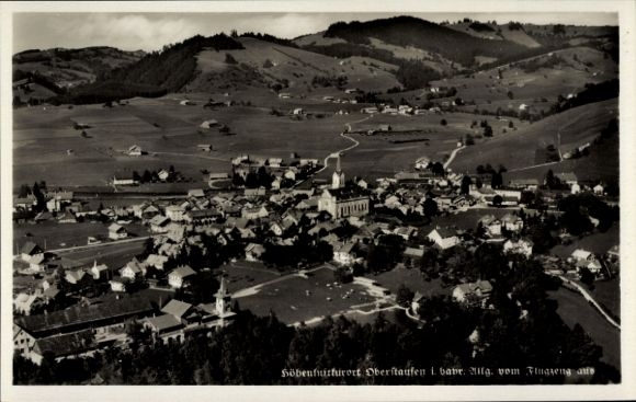 Postcard Oberstaufen in Allgäu, aerial photograph