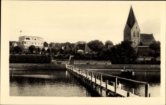 Ak Ostseebad Rerik, uitzicht op de stad, spa, kerk, pier