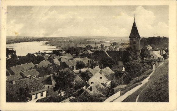 Postcard Lebus an der Oder, Panorama, Church
