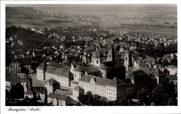 Postcard Weingarten in Württemberg, aerial photograph