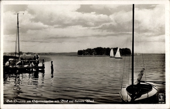 Postcard Storkow in der Mark, Scharmützelsee, sailing boats