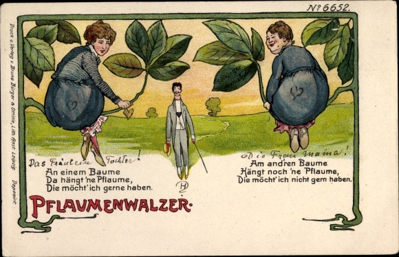 Chromo-Litho plum waltz, humanized plums, man