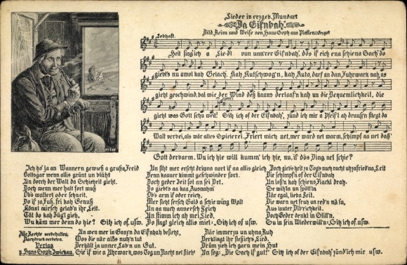 Song Postcard Soph, Hans, Erzgebirge dialect, Da Eisnbah&#39;