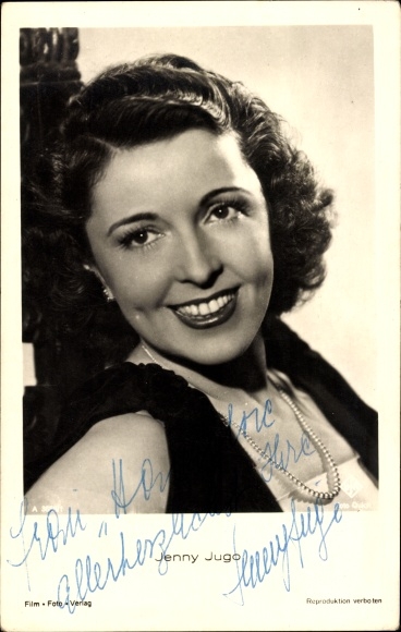 Postcard actress Jenny Jugo, portrait, autograph