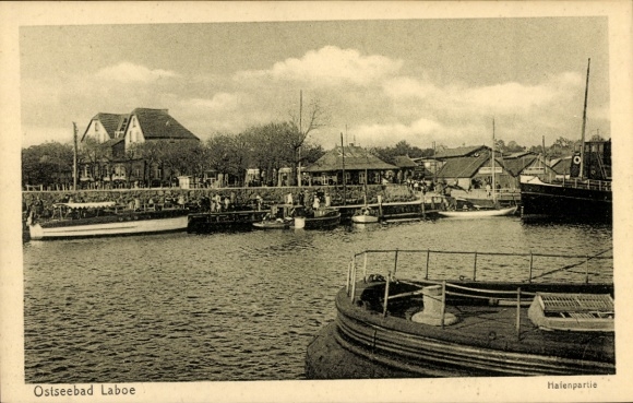 Postcard Ostseebad Laboe, harbor