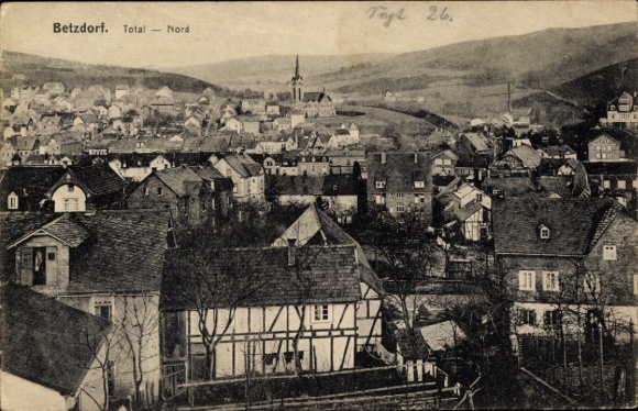 Postcard Betzdorf an der Sieg, general view, looking north