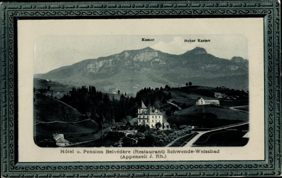 Passepartout Ak Schwende Kanton Appenzell Schweiz, Hotel und Pension Belvedere