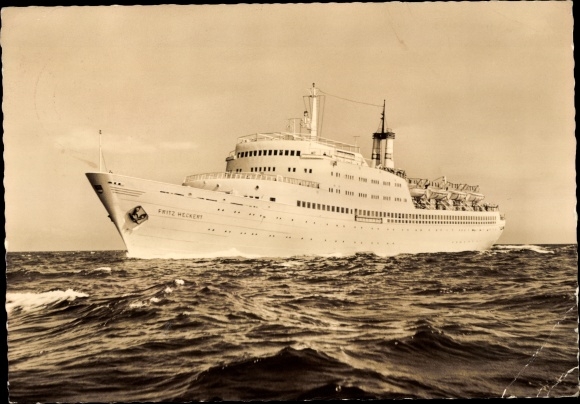 Postcard FDGB holiday ship Fritz Heckert