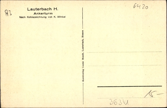 Artist Postcard Winkel, K., Lauterbach on the Lauter Vogelsbergkreis, anchor tower, half-timbered houses