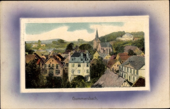 Passepartout Postcard Gummersbach in the Oberbergischer Kreis, partial view