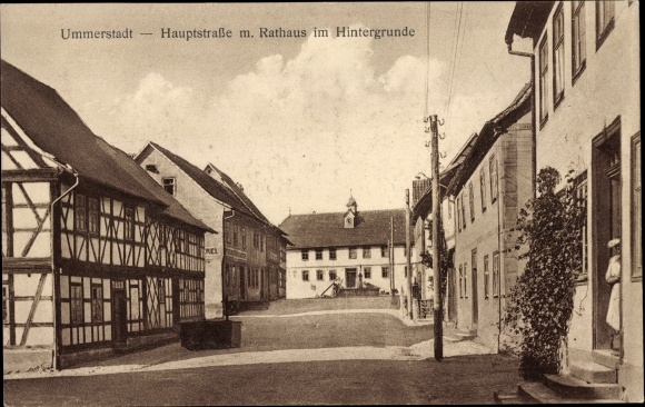 Postcard Ummerstadt in Thuringia, main street, town hall