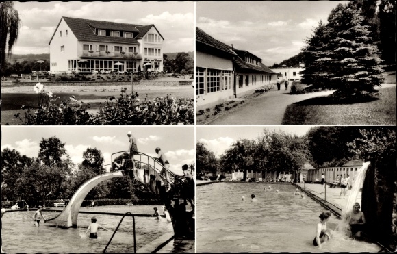 Postcard Bad Bodendorf Sinzig am Rhein, Hotel Haus am Weiher, swimming pool, water slide