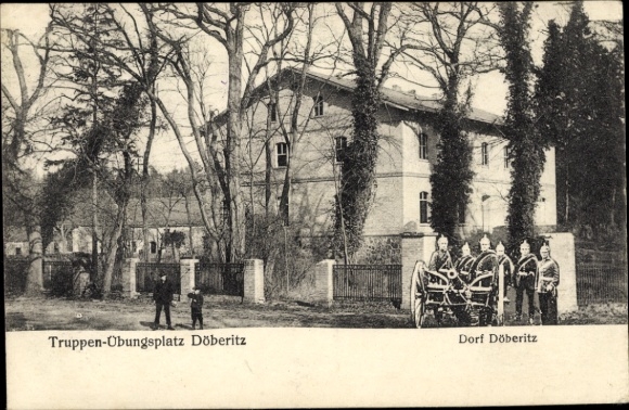 Postcard Dallgow Döberitz in Havelland, military training area, artillery, cannon