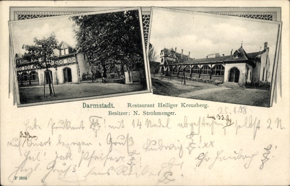 Postcard Darmstadt in Hesse, Restaurant Heiliger Kreuzberg