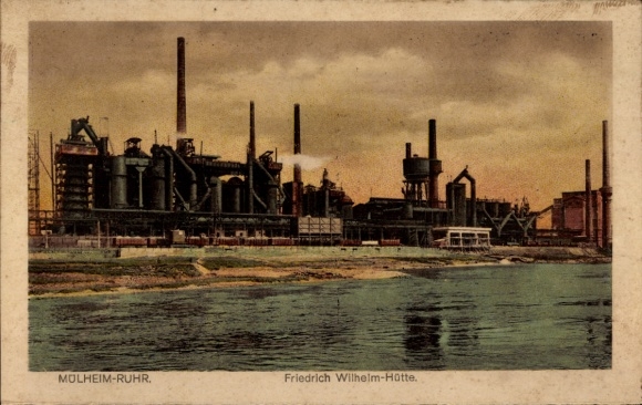 Postcard Mülheim an der Ruhr, Friedrich Wilhelm Hütte, chimneys