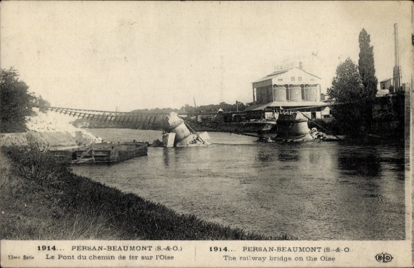 CPA Persan Beaumont Val-d'Oise, Le Pont du chemin de fer sur l'Oise