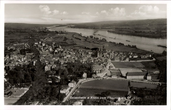 Postcard Geisenheim am Rhein Hessen, aerial photograph