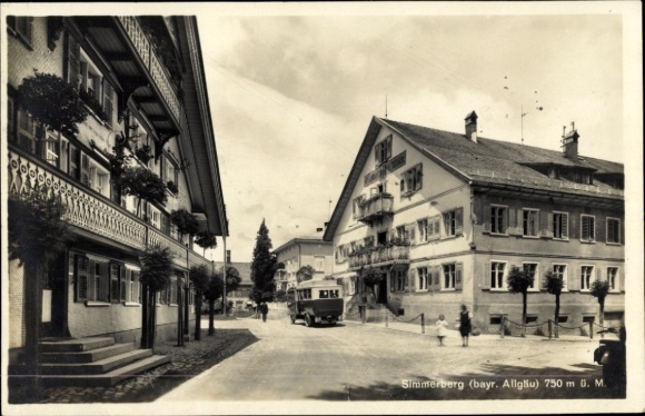 Ak Weiler Simmerberg im Allgäu, Straße, Häuser