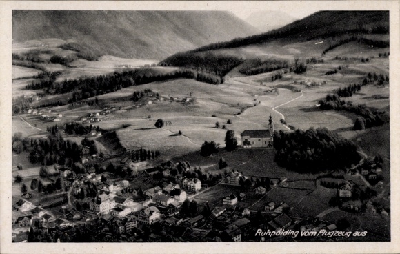 Postcard Ruhpolding in Upper Bavaria, aerial photograph