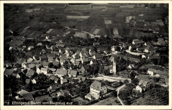 Postcard Efringen Kirchen am Oberrhein, aerial photograph