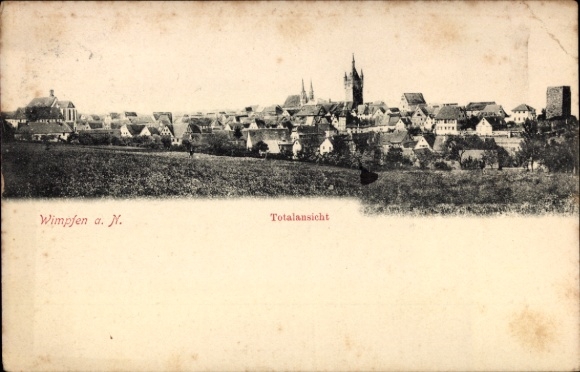 Postcard Bad Wimpfen am Neckar, general view of the town of Wimpfen, houses and towers visible
