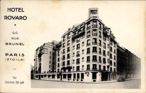 Ansichtkaart Parijs, Hotel Rovaro, Rue Brunel