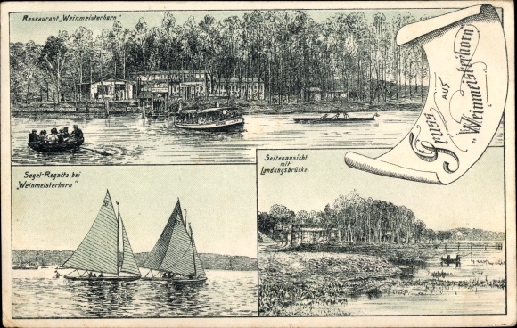 Artist PC Berlin Spandau Gatow, restaurant Weinmeisterhorn, sailing regatta, jetty