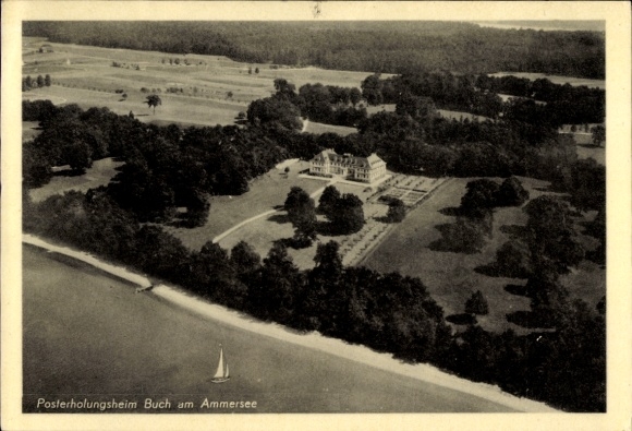 Postcard Buch am Ammersee Inning Upper Bavaria, recreation home, aerial photograph