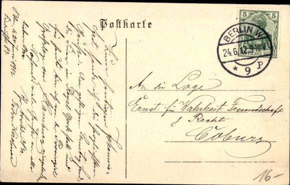 Postcard Berlin, Lodge Royal York, Schlüterbau, street front