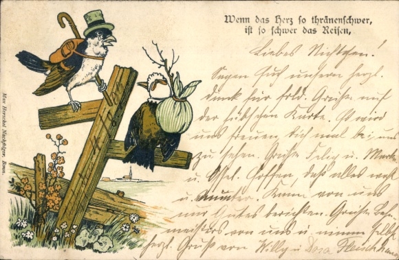 Künstler Ak Wenn das Herz so thränenschwer, ist so schwer das Reisen