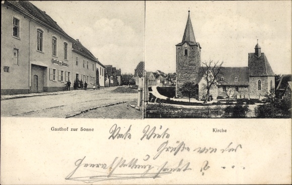 Ak Welbsleben Arnstein in de zuidelijke Harz, Gasthof zur Sonne, kerk