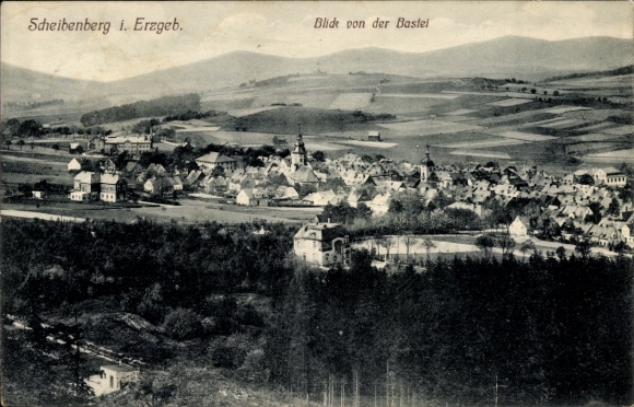 Ak Scheibenberg im Erzgebirge, Blick von der Bastei