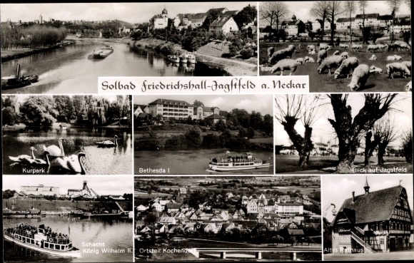 Postcard Jagstfeld Bad Friedrichshall Baden Württemberg, shaft of King Wilhelm II, Cooking village, town hall