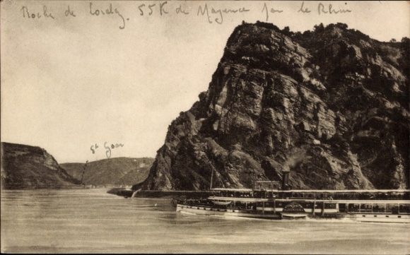 KP St. Goar am Rhein, krajobraz Nadrenii, statek parowy, Roche de Lody, St. Goar