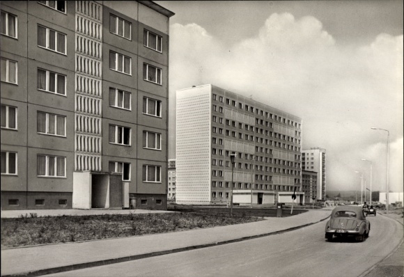 Ak Neustadt Halle an der Saale, Hochhaus, Plattenbauten, Block 602, 603