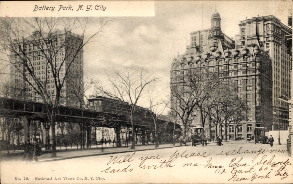Postcard New York City USA, Battery Park