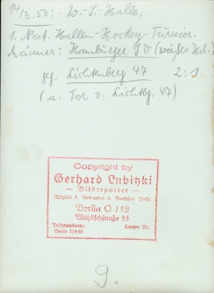zdjęcie Berlin Prenzlauer Berg, hokej Oberliga, Hamburg przeciwko Lichtenberg 14.3.1953, Seelenbinder Halle