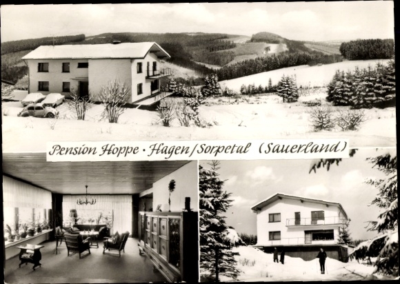 Postcard Hagen Sundern in Sauerland, Pension Hoppe, winter, interior view