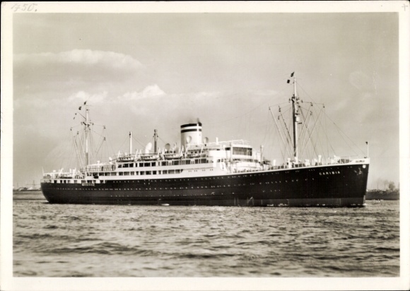 Postcard steamship Caribia, twin-screw motor ship, HAPAG, Hans Hartz